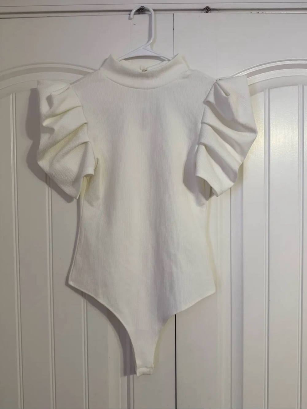 TCEC White Ribbed Mockneck Bodysuit